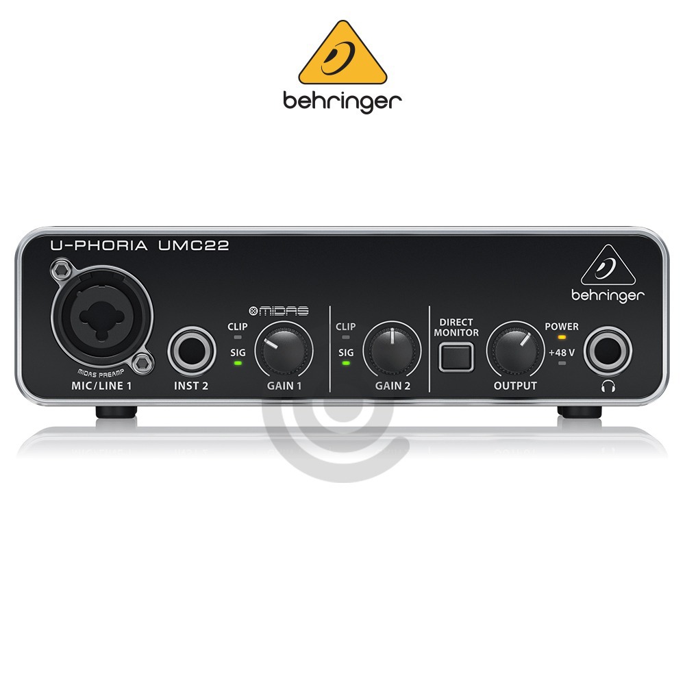 베링거 UMC22 Behringer 홈레코딩 오디오인터페이스 2in 2out MIDAS 마이크프리 공식수입사 정품