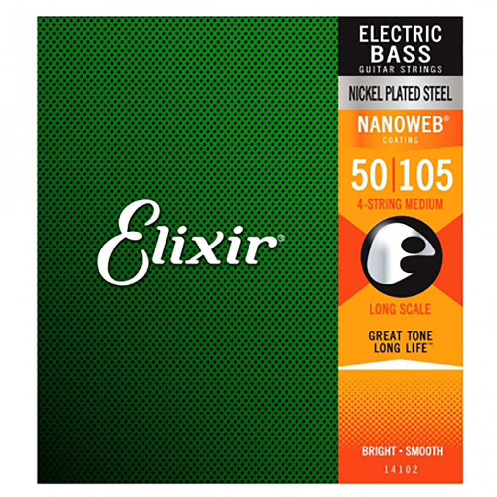 Elixir 엘릭서 베이스기타 스트링 NanoWeb Medium Long .050-.105